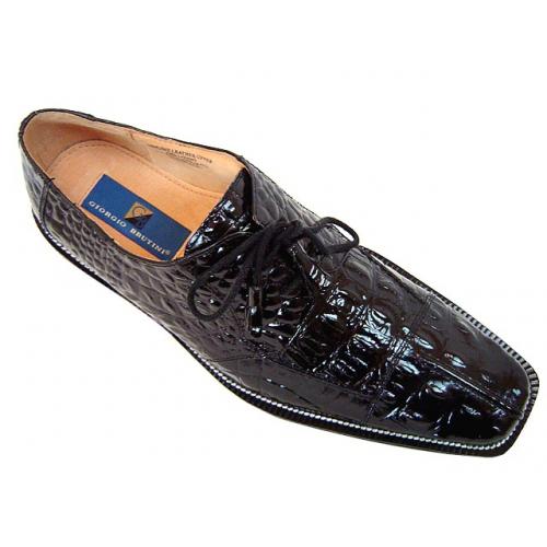Giorgio Brutini Black Hornback Alligator Print Shoes 171441
